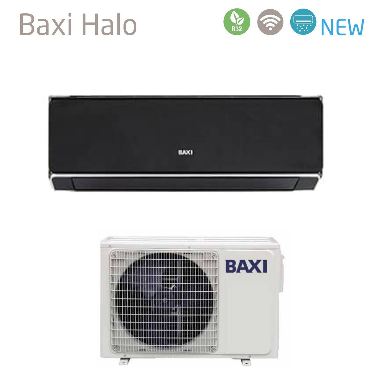 Climatizzatore Condizionatore Baxi Inverter serie HALO NERO 12000 Btu HSGNW35 R-32 Wi-Fi Integrato Classe A++/A+