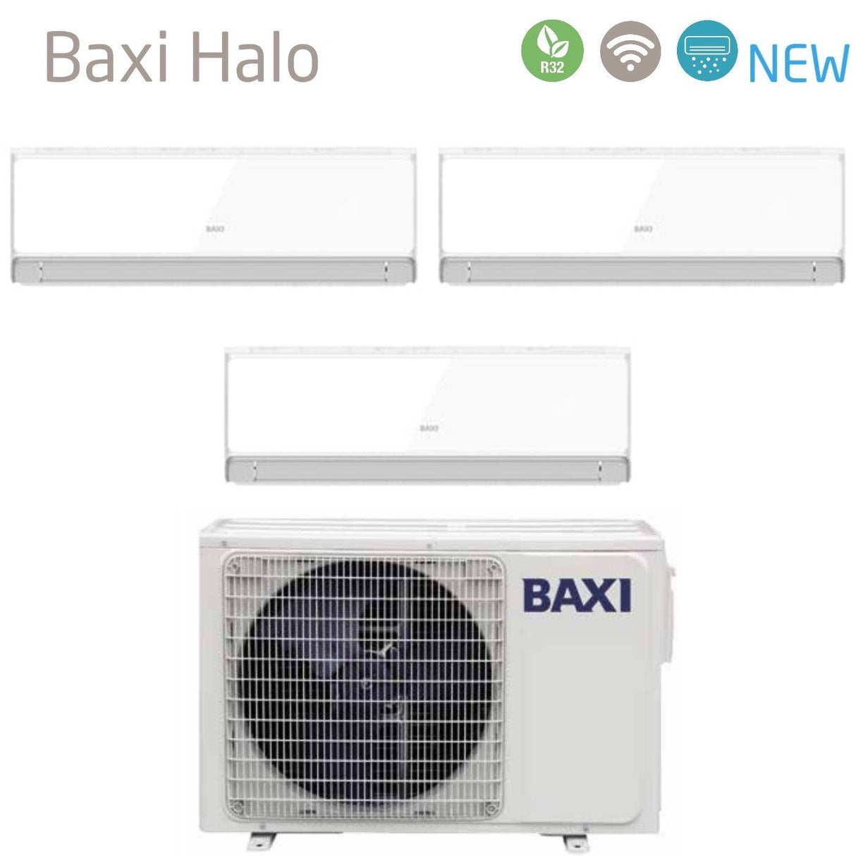 Climatizzatore Condizionatore Baxi Trial Split Inverter Serie HALO BIANCO 9+9+12 con LSGT70-3M R-32 Wi-Fi Integrato 9000+9000+12000