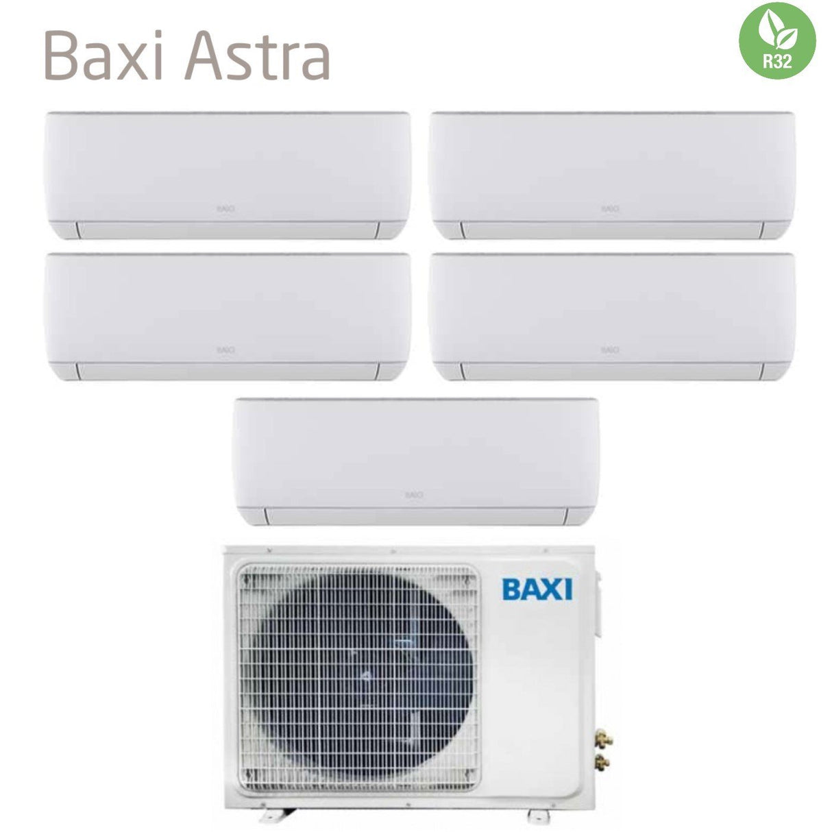 Climatizzatore Condizionatore Baxi Penta Split Inverter Serie Astra 7+7+9+9+18 con LSGT125-5M R-32 Wi-Fi Optional 7000+7000+9000+9000+18000 - Novità