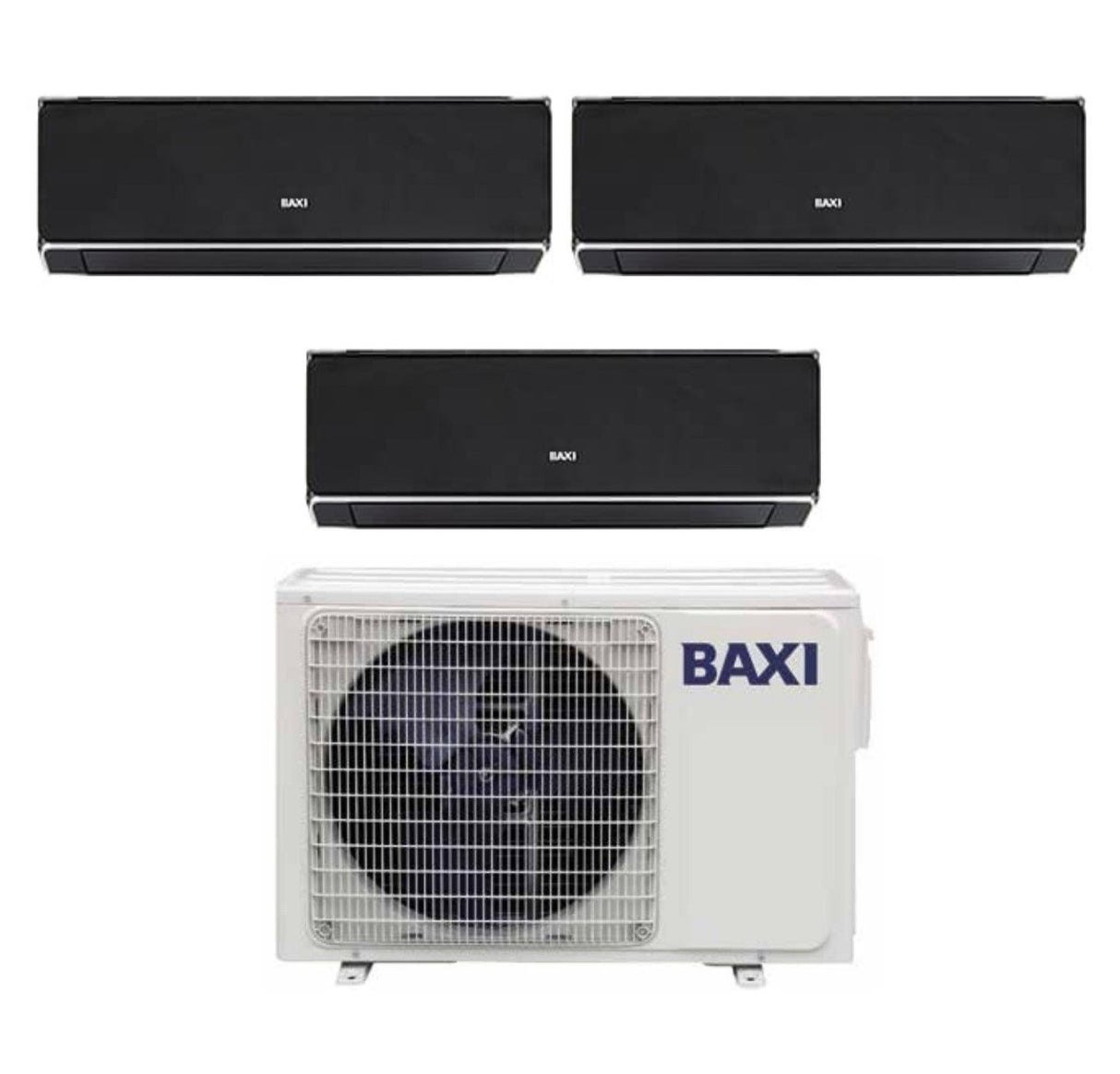 Climatizzatore Condizionatore Baxi Trial Split Inverter Serie HALO NERO 9+9+12 con LSGT70-3M R-32 Wi-Fi Integrato 9000+9000+12000