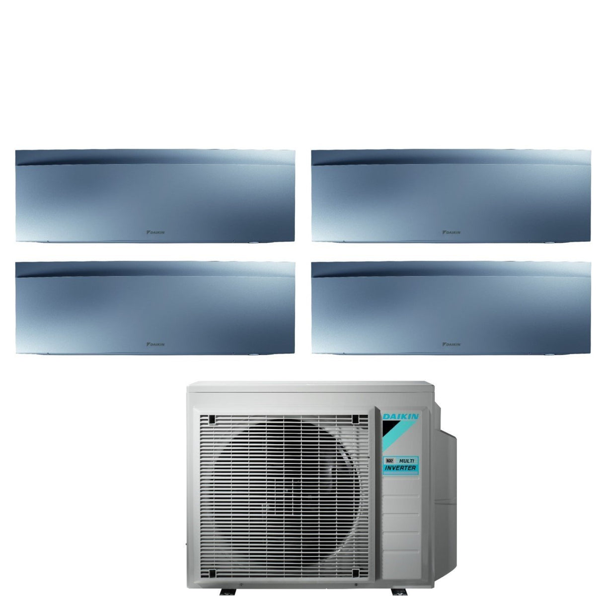 Klimaatregelaar Airconditioner Daikin Bluevolution Quadri Split Inverter serie EMURA SILVER III 9+9+9+9 met 4MXM80N R-32 Geïntegreerde Wi-Fi 9000+9000+9000+9000 Zilveren Kleur - Italiaanse Garantie