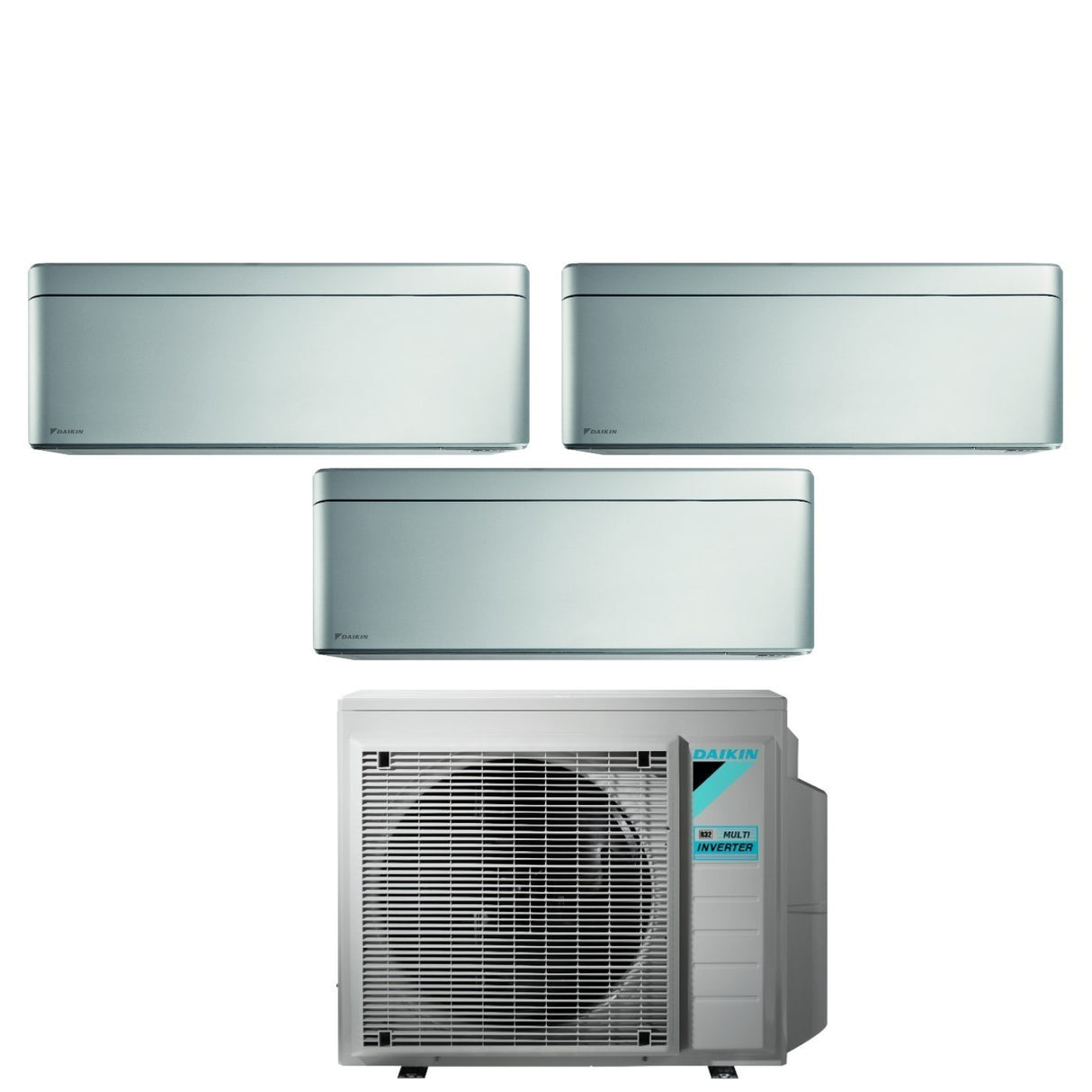 Airconditioner Daikin Bluevolution Trial Split Inverter serie STYLISH TOTAL SILVER 7+12+12 met 3MXM68N R-32 Geïntegreerde Wi-Fi 7000+12000+12000 Grijs - Italiaanse garantie.