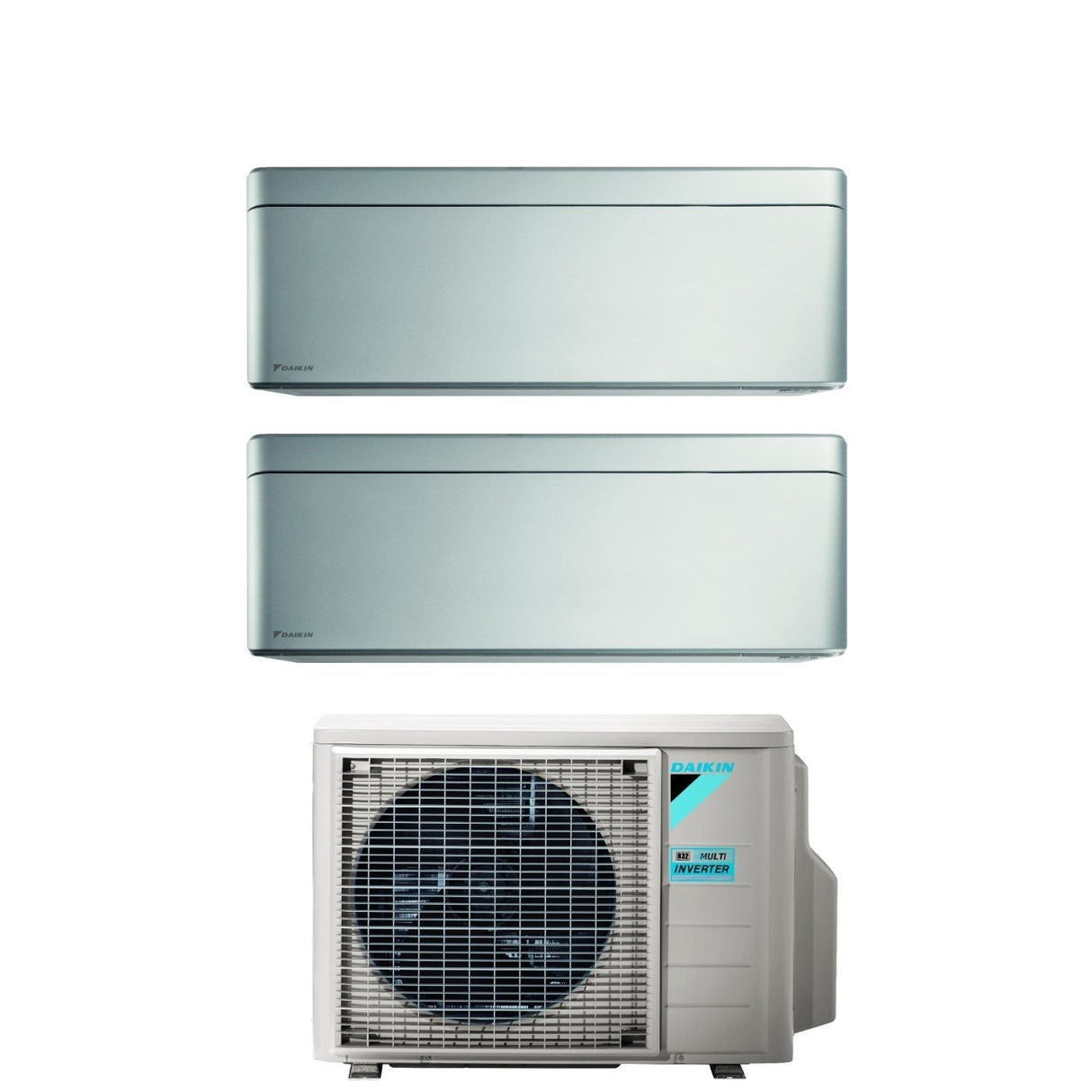 Airconditioner Daikin Bluevolution Dual Split Inverter serie STYLISH TOTAL SILVER 7+7 met 2MXM40A R-32 Geïntegreerde Wi-Fi 7000+7000 in het grijs met Italiaanse garantie