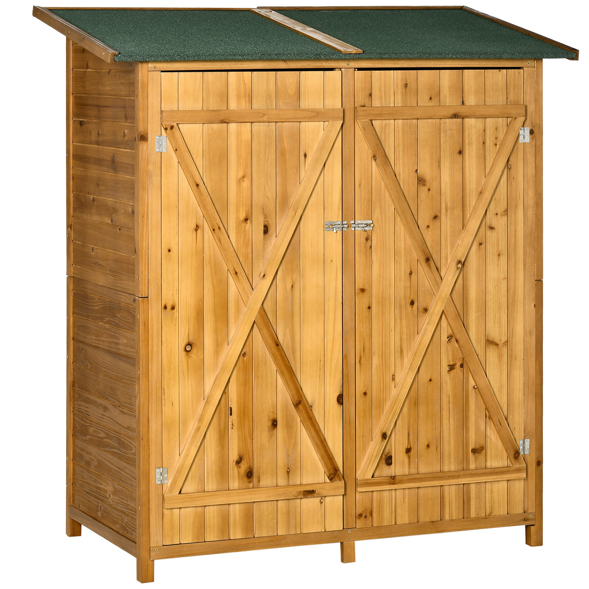 Easycomfort Tuinhuisje van Hout met 2 Deuren, Hoge Kruk met 2 Planken en Waterafstotend Dak, 140x75x157 cm