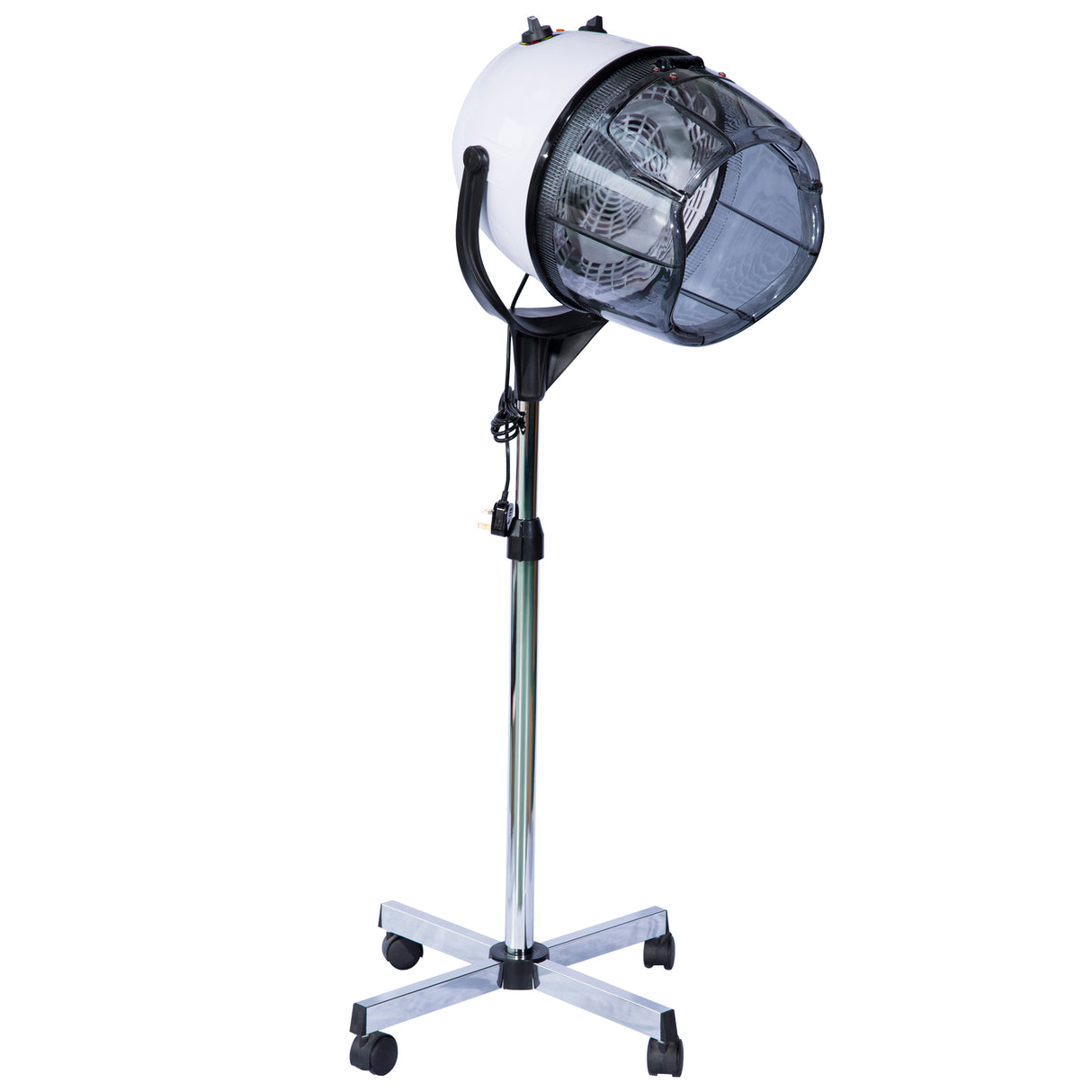 Easycomfort Helm Professionele Draagbare Haardroger met Draaibare Wielen, Verstelbare Hoogte en Temperatuur Timer 60 Minuten, 65x65x115-165cm.
