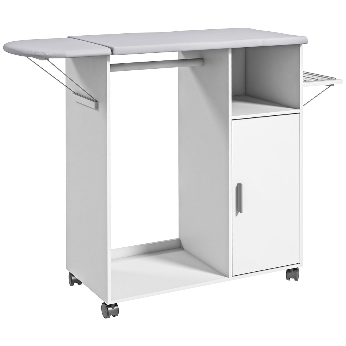 Easycomfort Mobiel Strijkplank met Opbergplank, 3 Kubusplanken en Geleider, 107x42.5x99cm, Wit