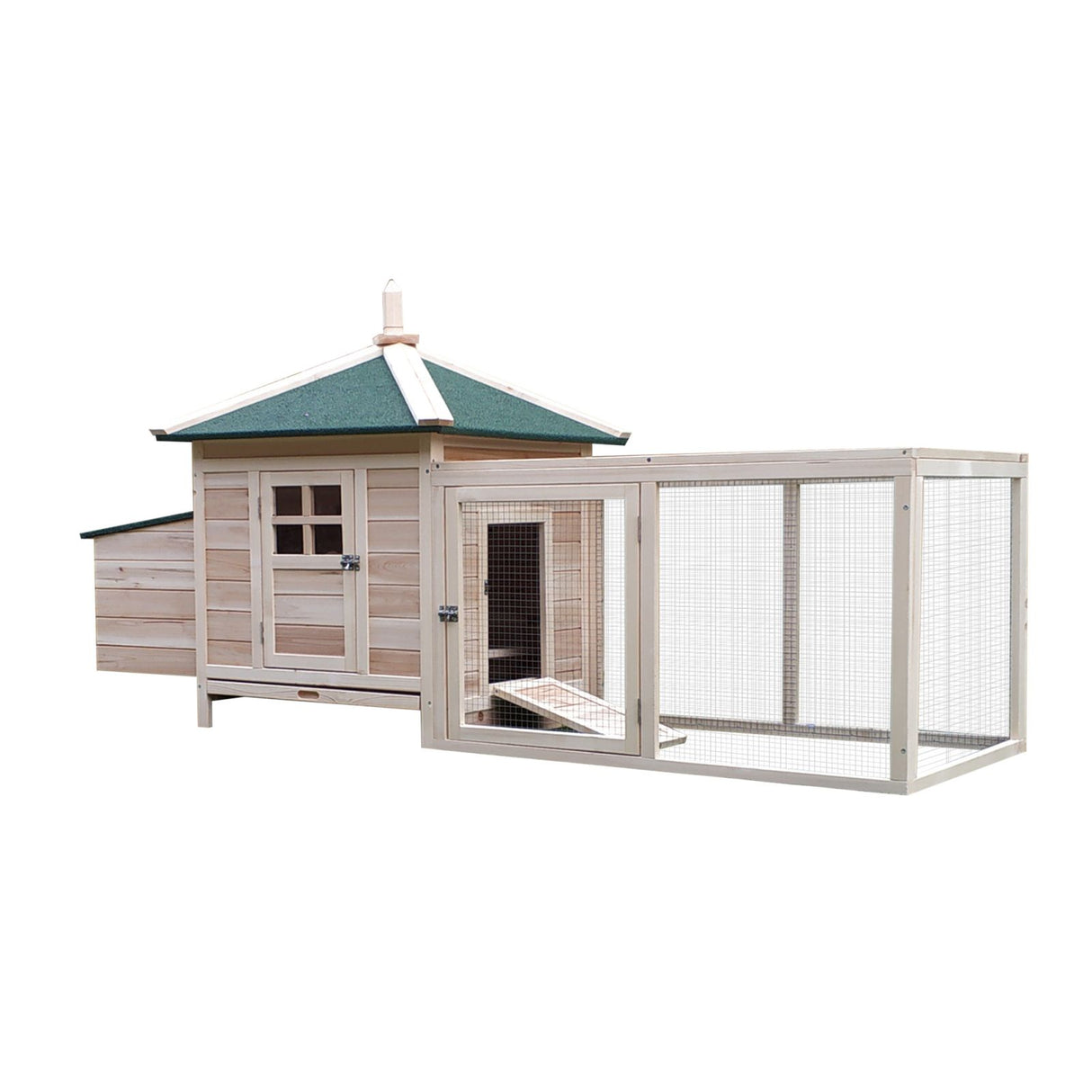 Easycomfort prefab houten tuinkippenhok 196x76x97 cm, houtkleur