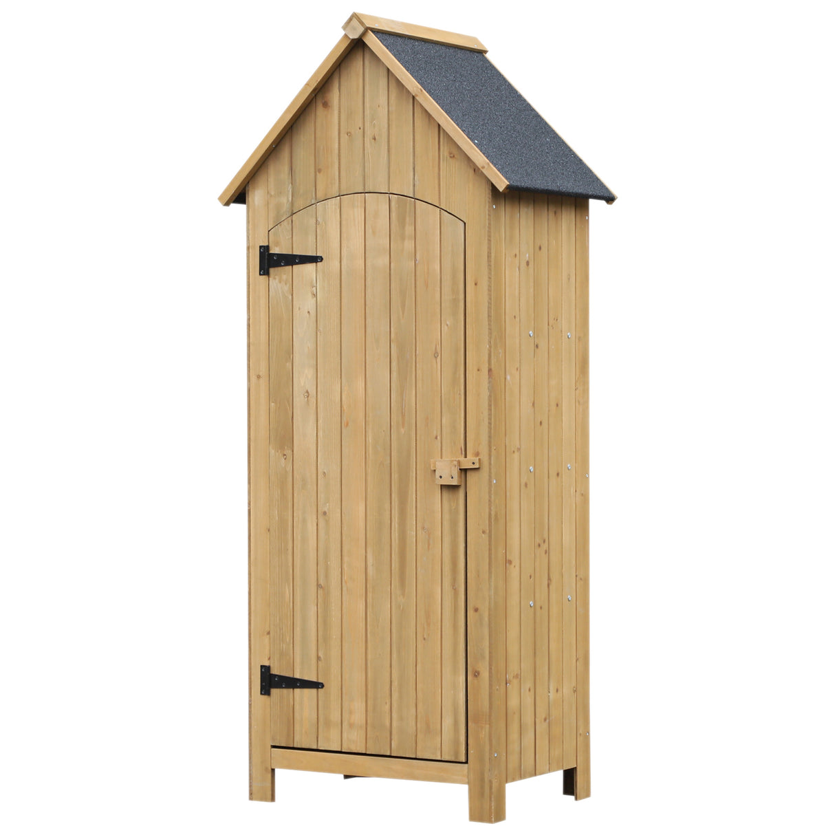 Easycomfort Houten Tuinhuisje met Deur, Buiten Kast Tuingereedschapsopslag met 3 Planken, 77.5x54.2x179.5cm