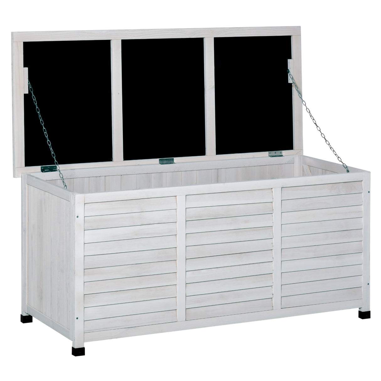 Easycomfort Bank met Opbergdoos van Sparrenhout, Buitenbank met Antislip Voetjes 127x56x60cm, Wit