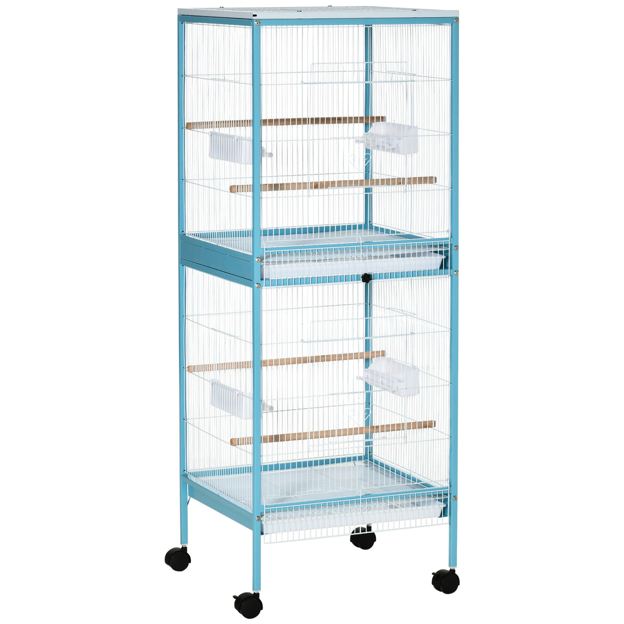 Easycomfort Vogelkooi 2 in 1 Binnen volière met 4 wielen en uitneembare lades, 51,5x50x140cm