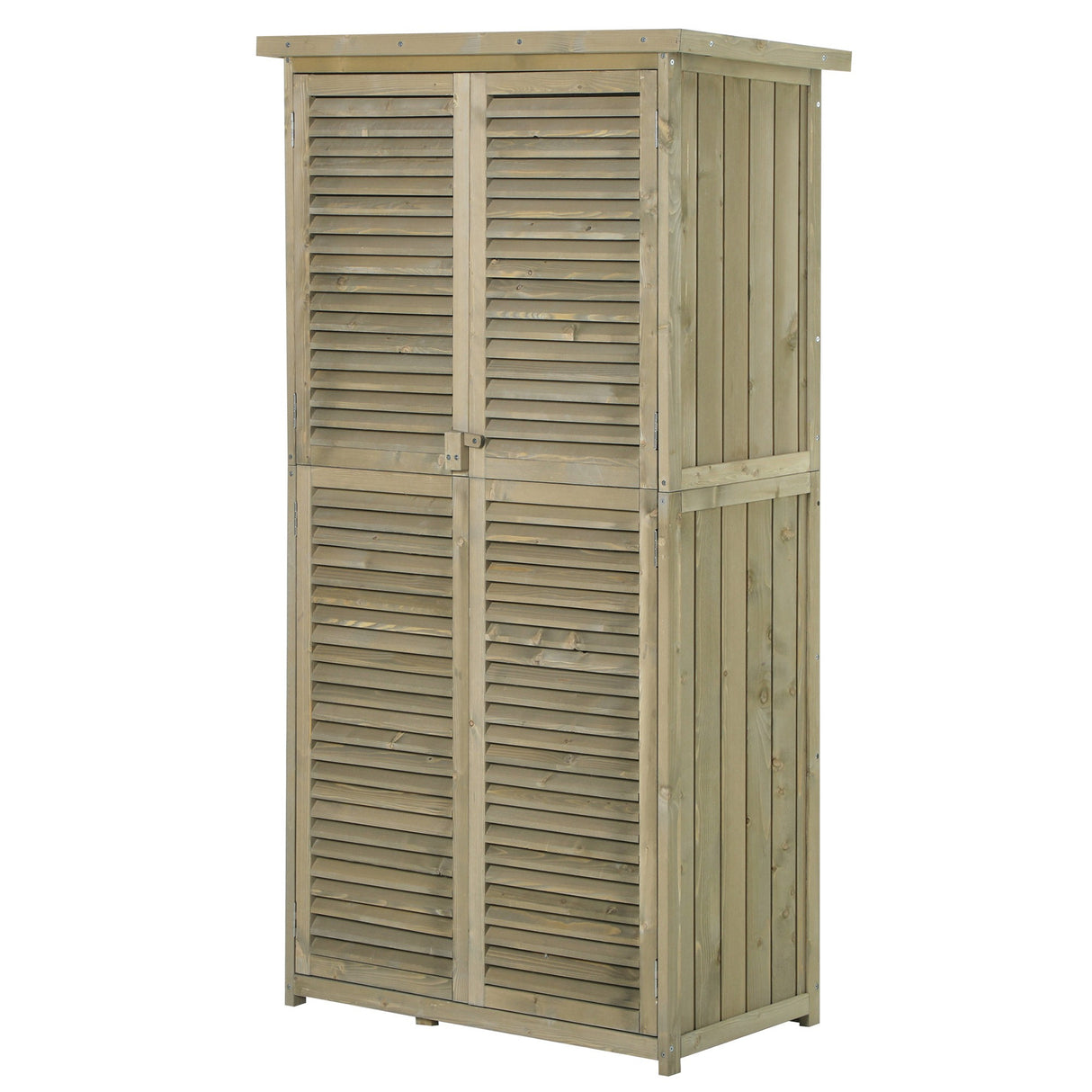 Easycomfort Tuinhuisje van Hout met Waterdicht Dak, Buitenkast Tuingereedschap met 4 Compartimenten, 87x46.5x160cm