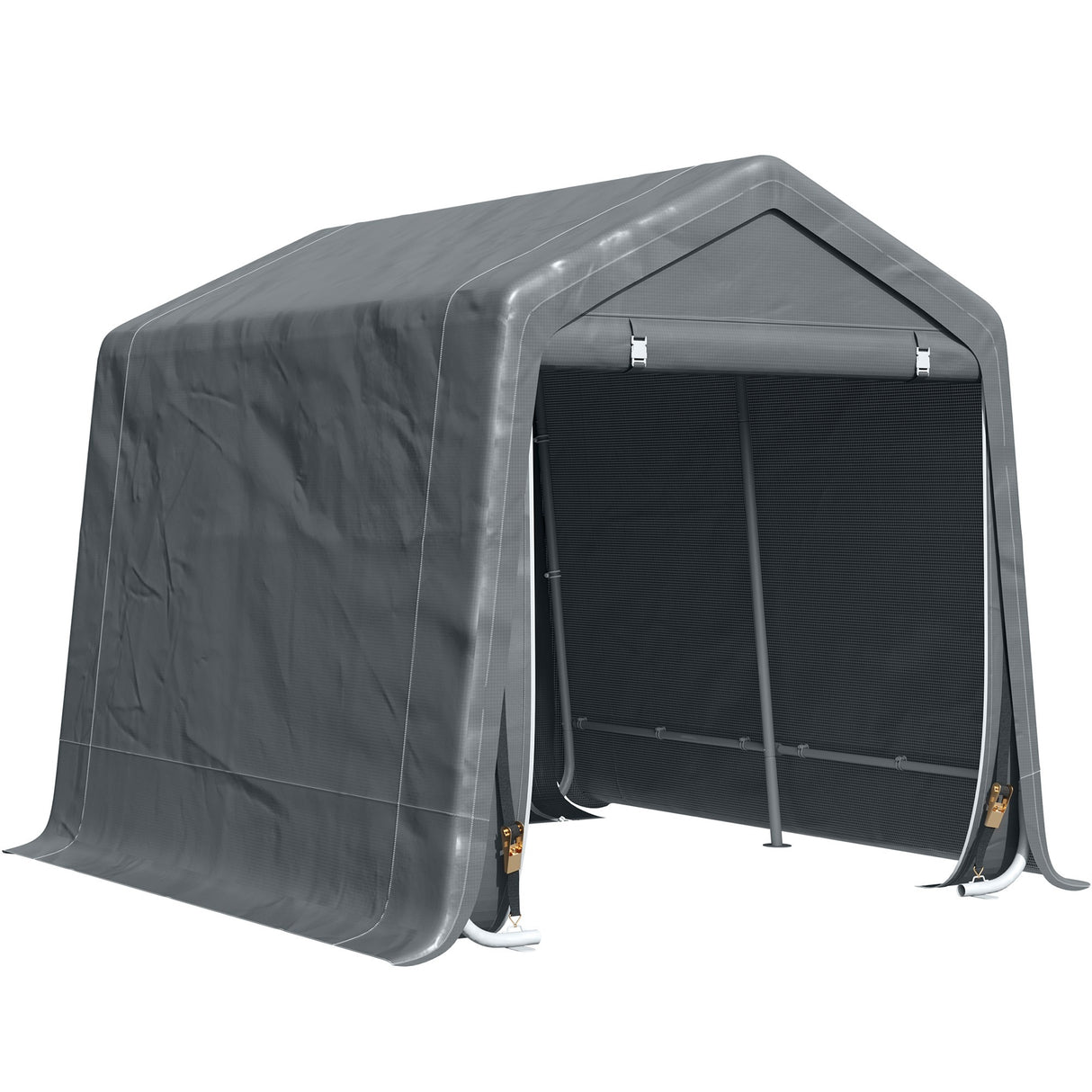 Easycomfort Tendone Garage voor Auto, Motor en Gereedschap van Metaal en PE-doek, 280x240x240cm, Grijs