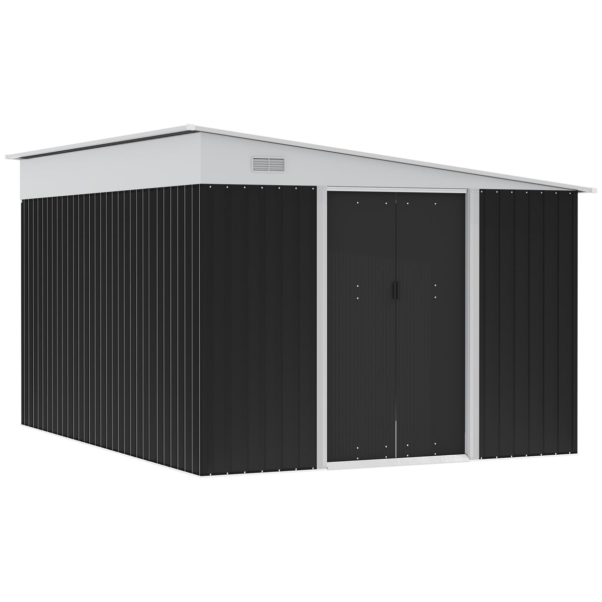Easycomfort Tuinhuisje met Schuifdeur, van Staal, 345x280.5x169-201cm, Zwart