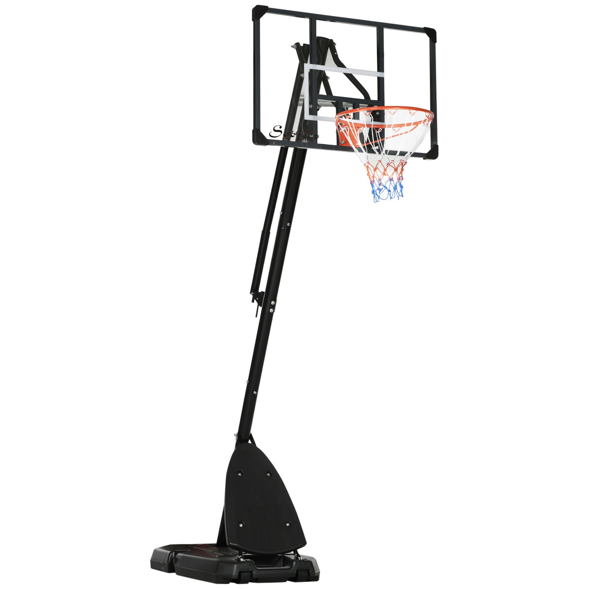 Easycomfort Canestro Basket van staal, in hoogte verstelbaar en draagbaar met bord en wielen, 107x70cm, zwart en rood