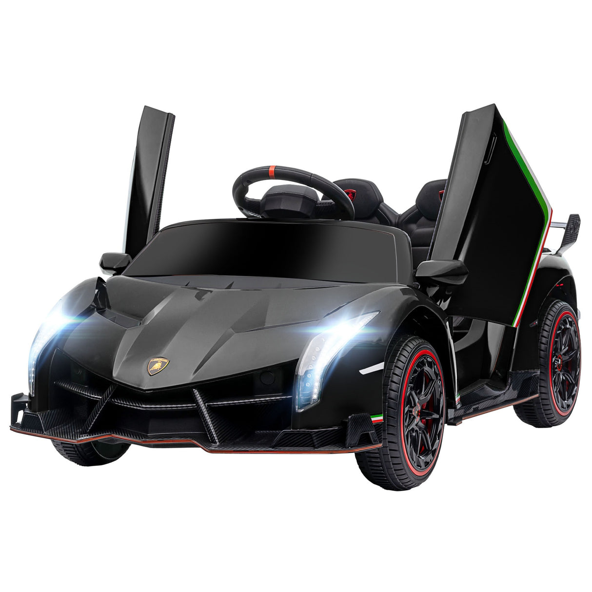 Easycomfort Elektrische Kinderauto Lamborghini Veneno 12V met Afstandsbediening, Leeftijd 3-6 Jaar, Zwart