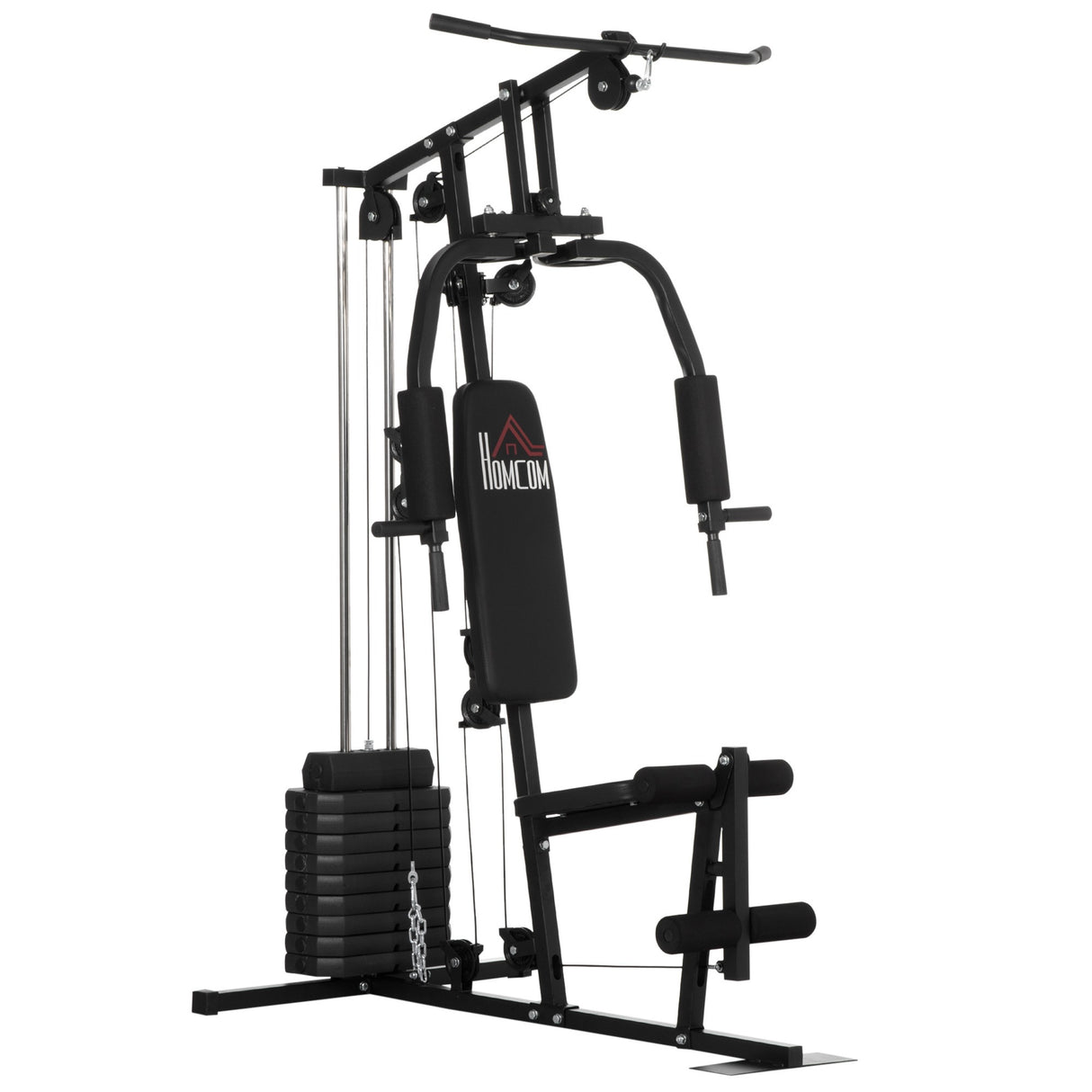 Easycomfort Fitness Station met 45 kg Gewichten voor Thuis Training, 135x103x210 cm, Zwart