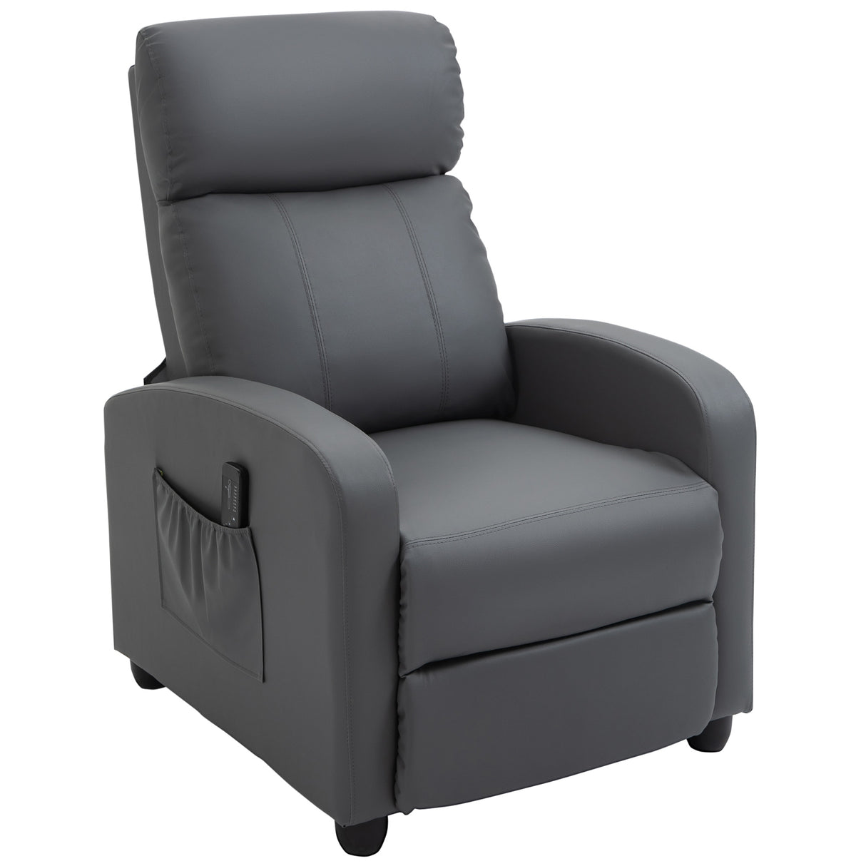 Easycomfort Relaxfauteuil met Massagefunctie, Afstandsbediening en 8 Programmas, Verstelbare Rugleuning en Voetensteun, 68x88x98cm, Grijs
