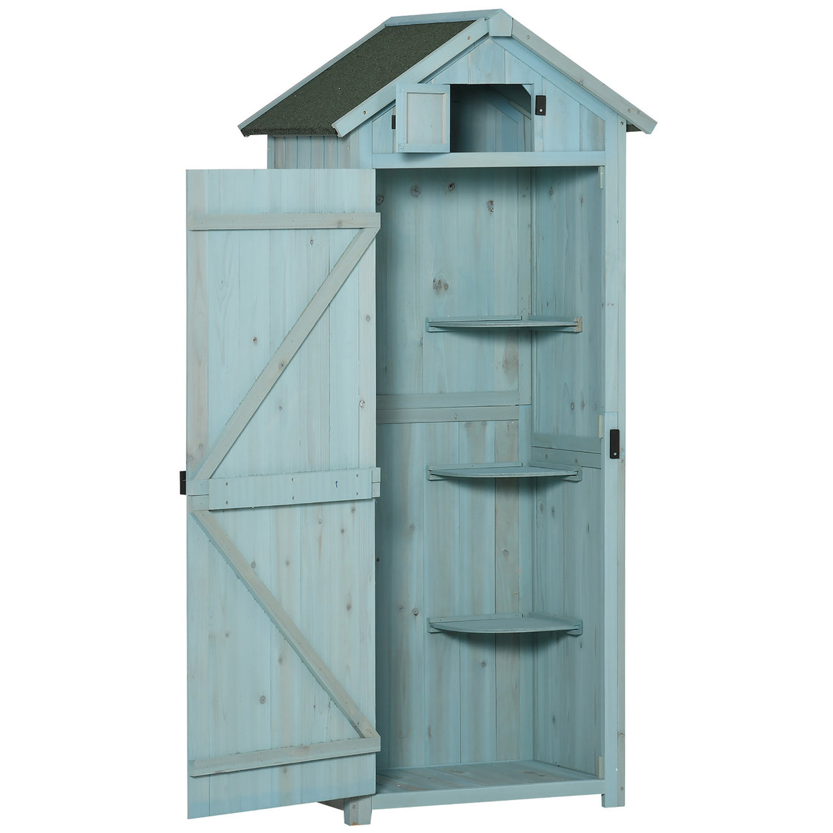 Easycomfort Tuinhuisje Gereedschapsopslag van Hout met 3 Planken, 77x54.2x179cm, Blauw