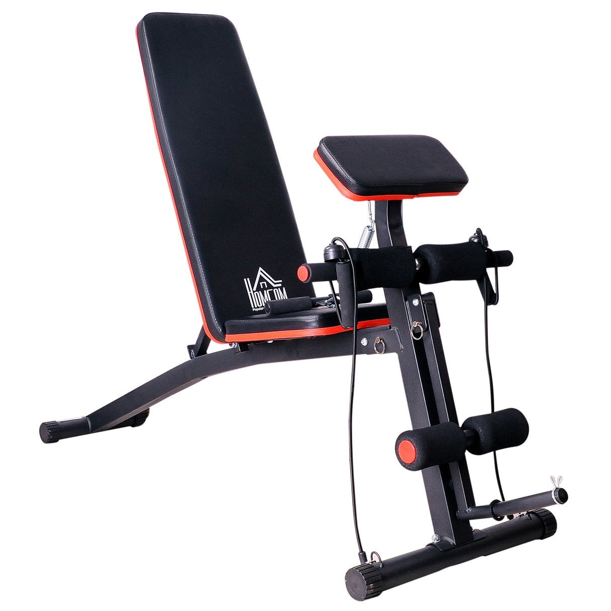 Easycomfort Verstelbare Multifunctionele Bank voor Buikspieroefeningen, Fitnessbank voor Armen- en Benentraining 54x160x106cm, Zwart en Rood.