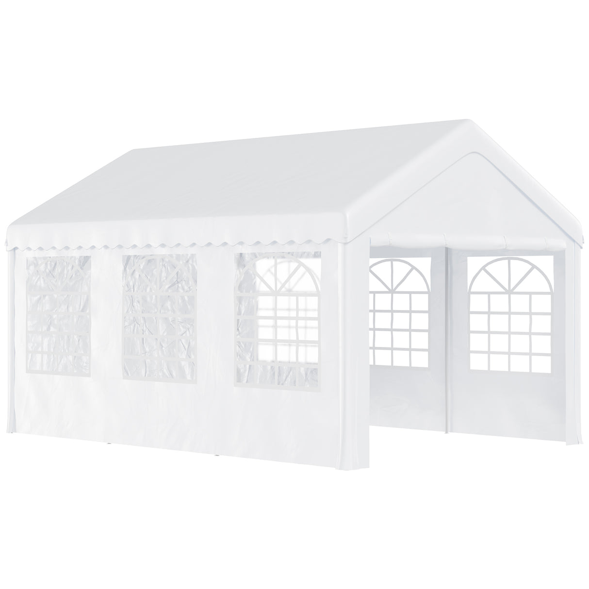Easycomfort Partytent 6x4m met Verwijderbare Wanden, Deuren en 6 Ramen, Wit