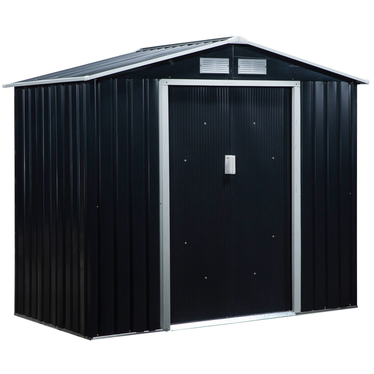 Easycomfort Tuinhuisje Gereedschapsschuur van Plaatstaal met Schuifdeuren, 213x130x185cm, Donkergrijs