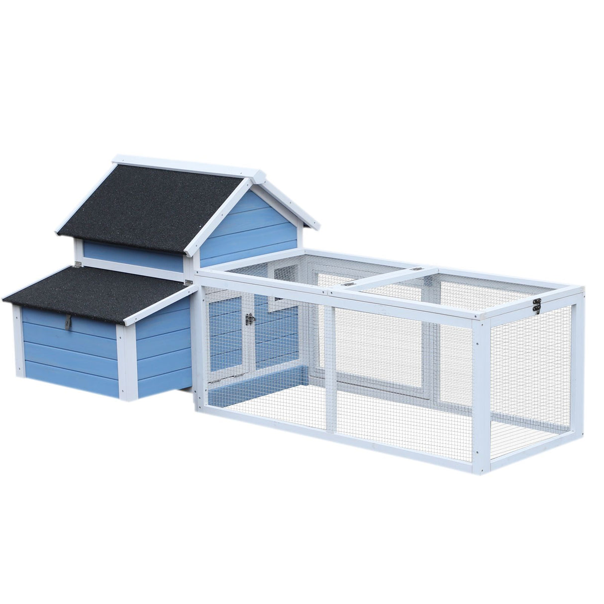 Easycomfort Kippenhok voor Legkippen met Loopgedeelte en Verwijderbare Legnestlade, Houten Tuinhok met Waterdicht Dak, 180x91x79 cm