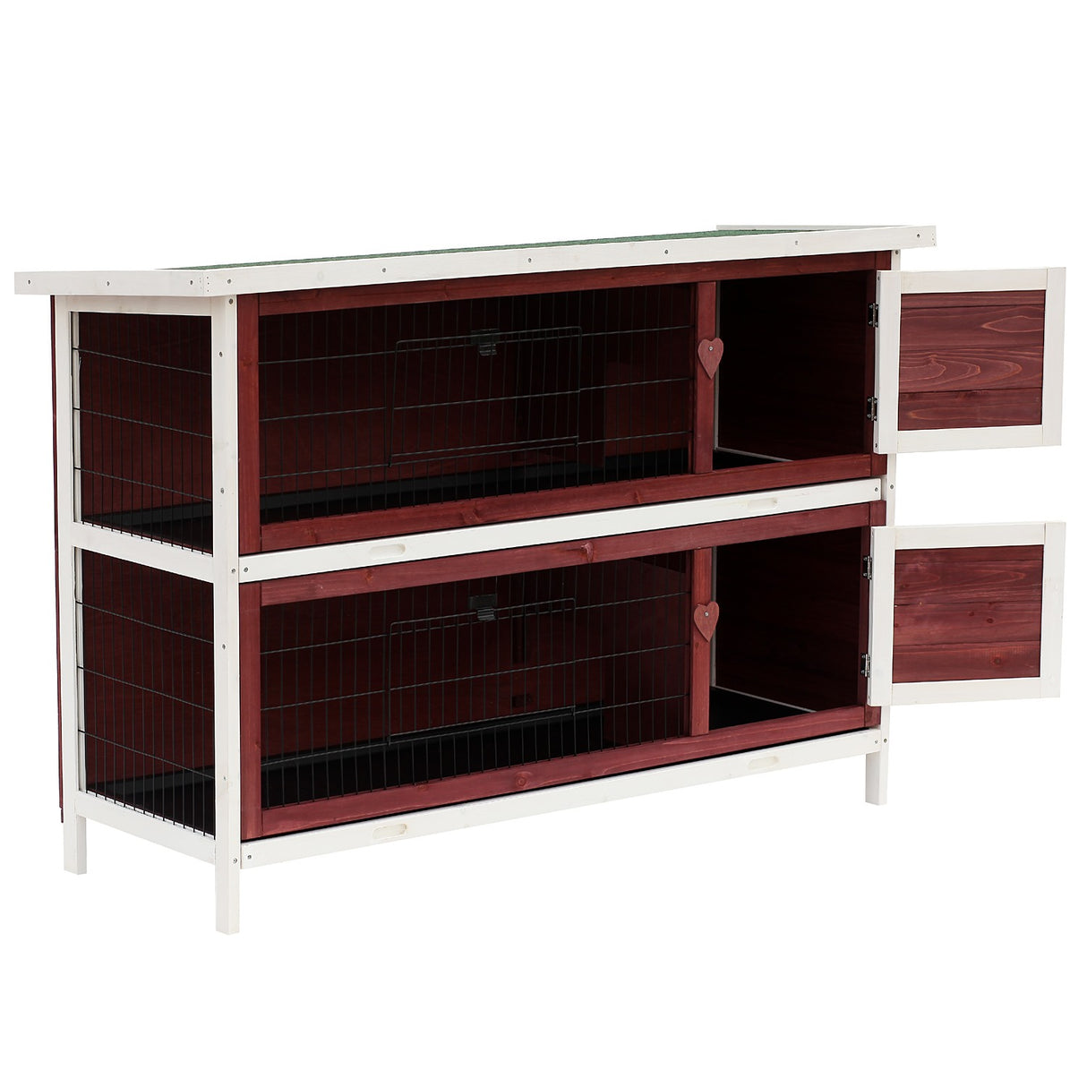Easycomfort Buitenhok voor konijnen van hout, Kooi voor konijnen, cavias en knaagdieren Waterdicht 136.4x50x93cm Bruin