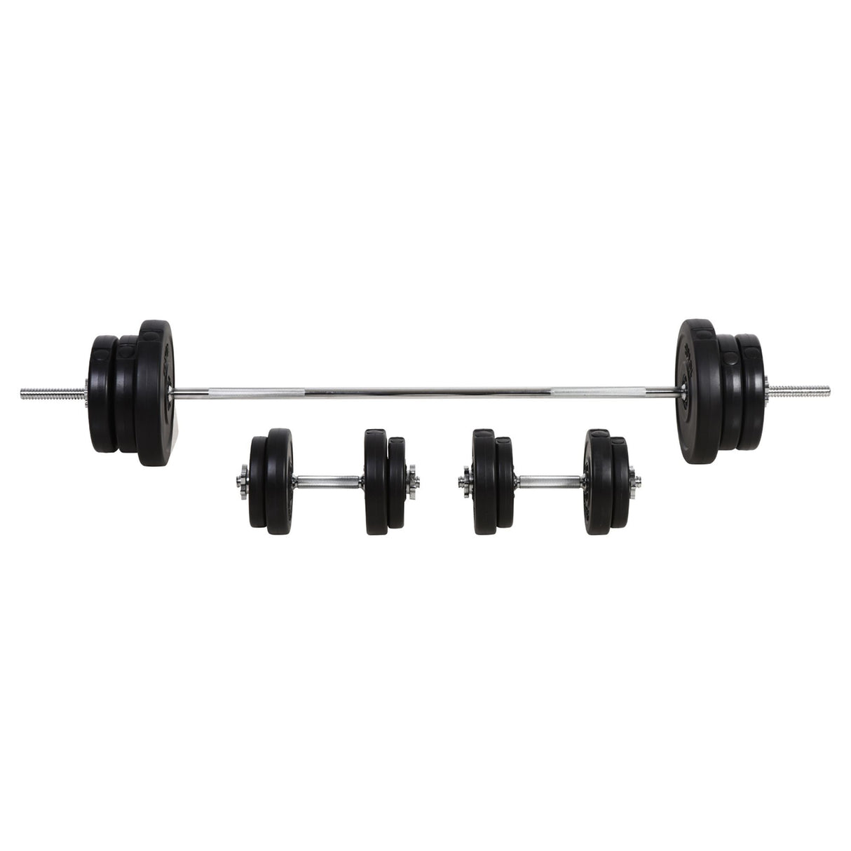 Easycomfort Set Halterstang en Schijven 65kg met 2 Dumbbells Gewichten, Halterstang Dumbbells met 14 Schijven van Staal en Plastic