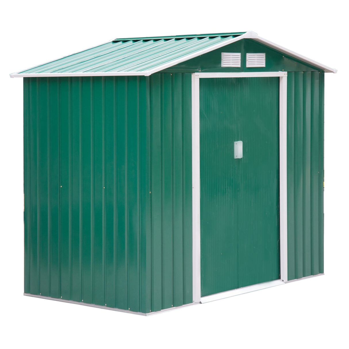 Easycomfort Tuinhuisje Gereedschapsschuurtje van Plaatstaal met Schuifdeuren, 213x130x185cm, Groen