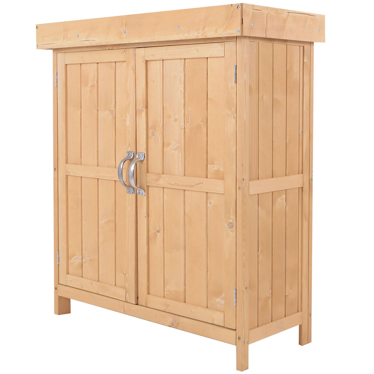 Easycomfort Tuinhuisje van Hout met 2 Deuren, Buitenkast voor Tuingereedschap met Openslaand Dak, 74x43x88 cm
