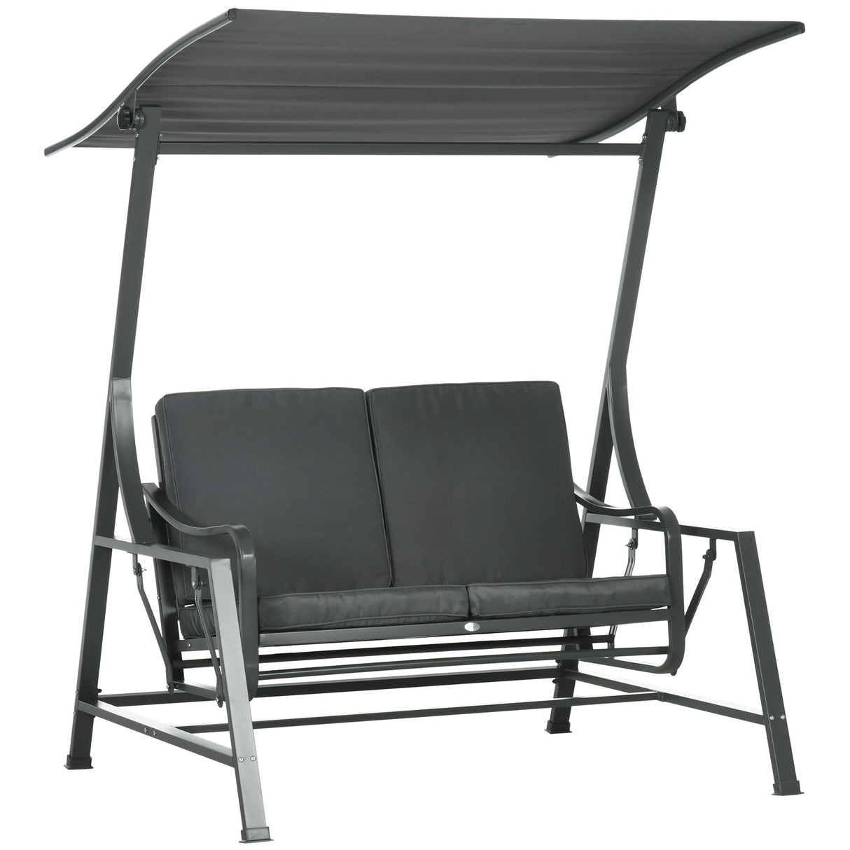 Easycomfort Tuinschommel voor 2 Personen van Staal met Kantelbaar Dak en Kussens, 148x129x172 cm