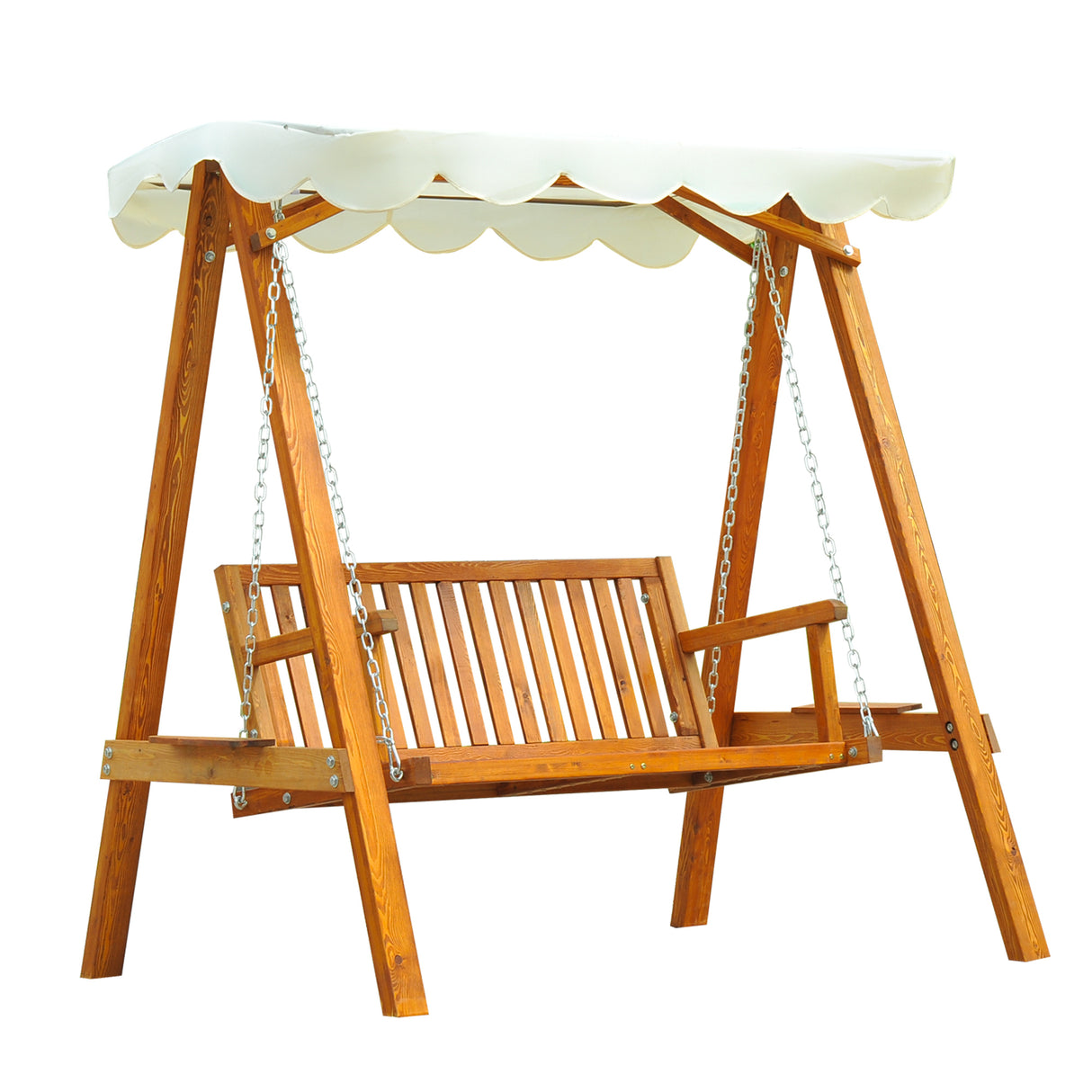 Easycomfort Schommelstoel voor de Tuin Klassieke Stijl Massief Grenen Hout Voldoet aan de Normen van FS Polyester Zonnedak met PA Coating 162x130x185cm 240kg