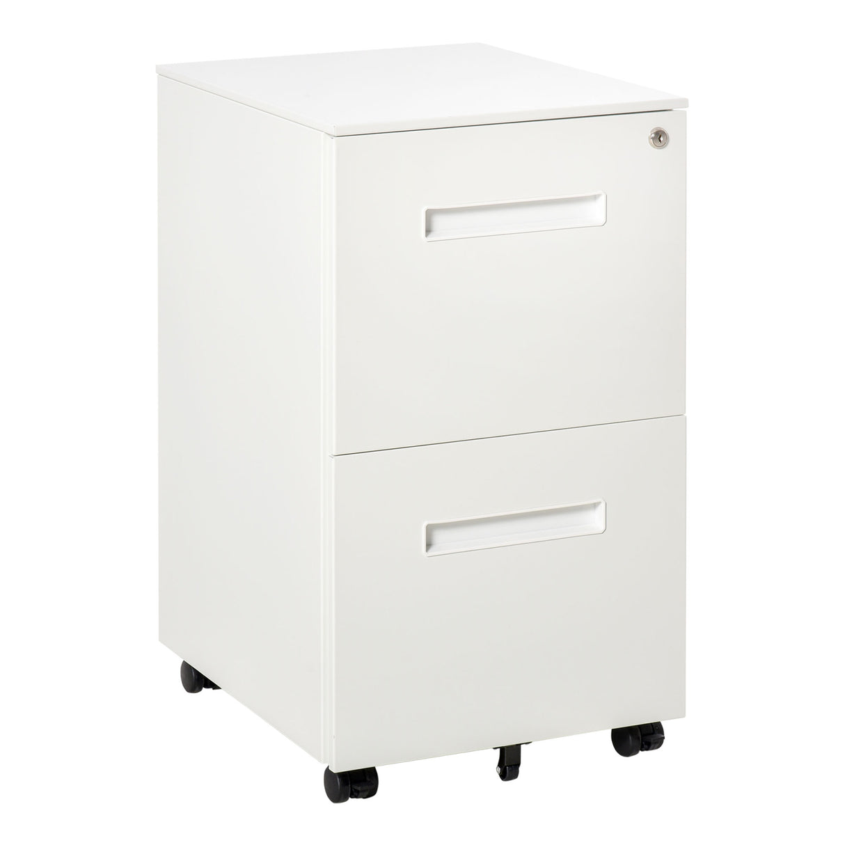 Easycomfort Kantoorladekast op Wielen, Documentenhouder met 2 Laden met Slot en 2 Sleutels van Staal, 39x48x67cm, Wit
