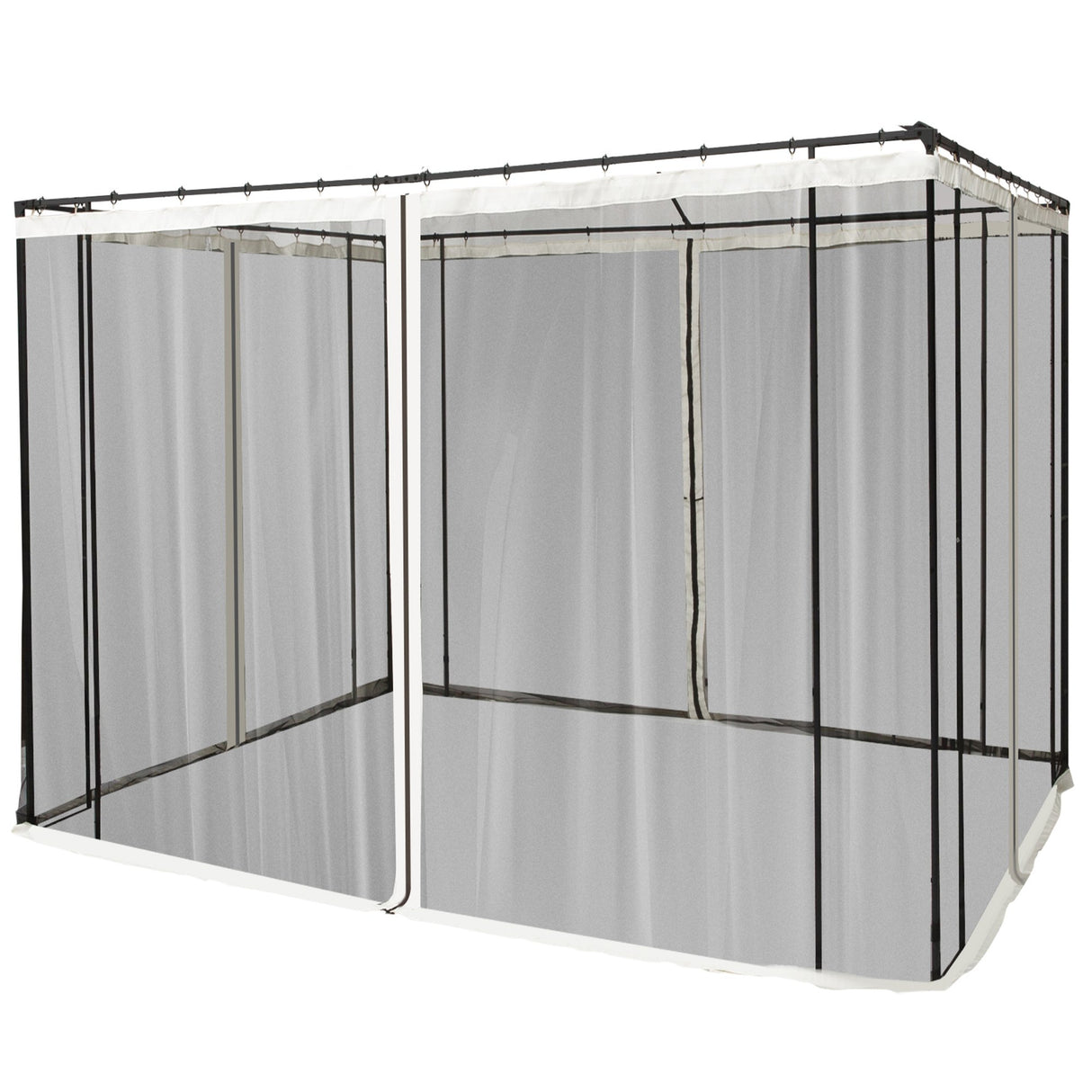 Easycomfort Hor voor Tuinpaviljoen Vervangende Luifelzeil met Ritssluitingen, 302x207cm - Zwart en Beige
