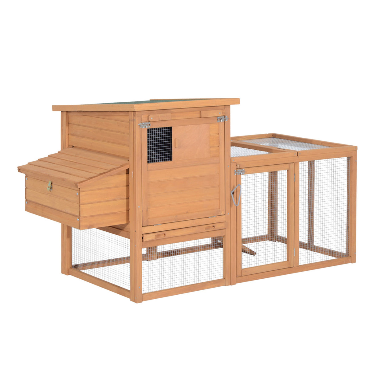 Easycomfort Kippenhok voor in de Tuin met Buitenhokken voor Kippen met Loopruimte en Houten Nestkast 190×81×103cm