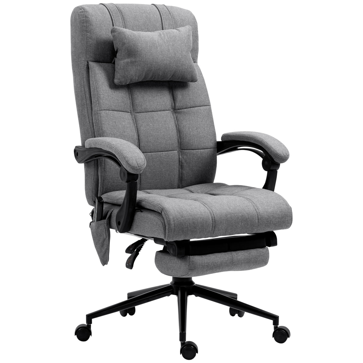 Easycomfort Ergonomische Bureaustoel met Verstelbare Rugleuning en Verwarming, 6 Massagepunten en 5 Modi, Grijs