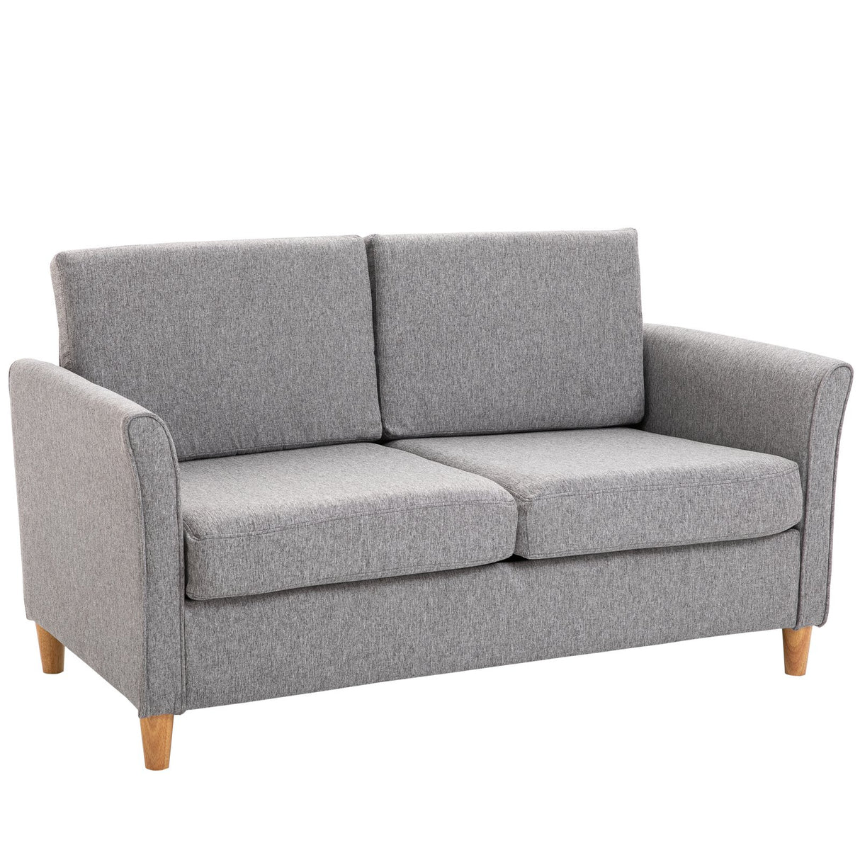 Eenvoudig comfort Tweezitsbank Moderne en Compacte Lijn in Grijs Linnen en Hout (70cmx141cmx78cm)