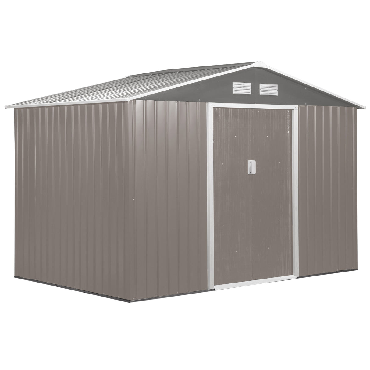 Easycomfort Tuinhuisje met Dubbele Schuifdeuren van Staalplaat, Stalen Tuinhuisje, 277x195x192cm, Grijs