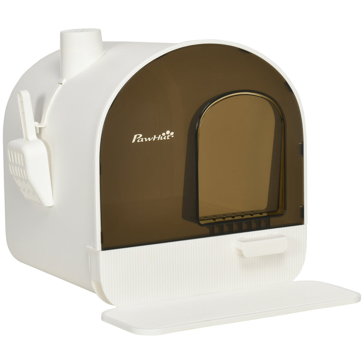 easycomfort gesloten kattenbak met filters, schep en uitneembare bak, pp-structuur, 43x44x47 cm, zwart-wit