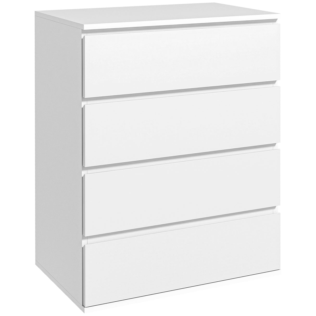 Easycomfort Ladenkast 4 Laden van Spaanplaat met Metalen Geleiders en Geribbelde Handvatten, 60x40x80 cm, Wit