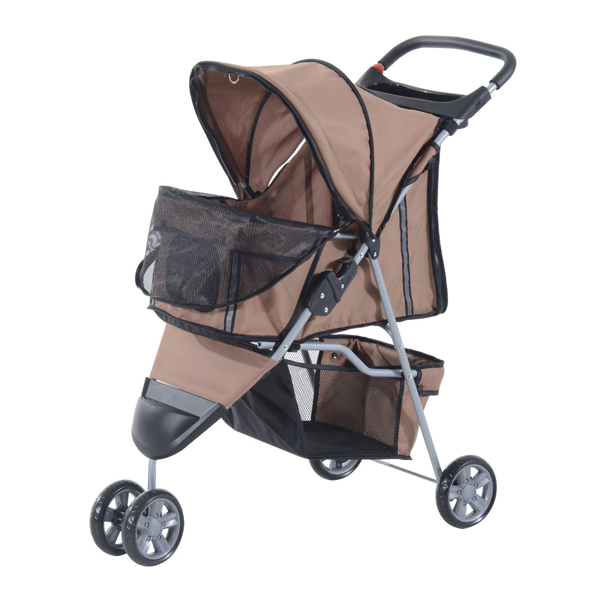 Easycomfort Hondenbuggy Opvouwbare Huisdierwagen Wandelwagen Koffie 75 x 45 x 97cm