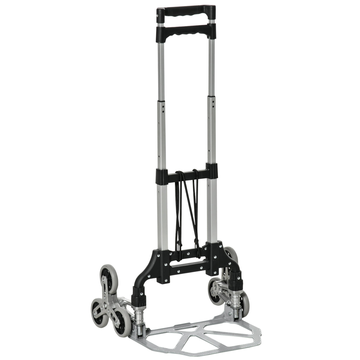 Easycomfort DURHAND Opvouwbare Bagagekar met 6 Wielen tot 70 kg met Touw en Uitschuifbaar Handvat, 47x47x100 cm, Zwart en Zilver