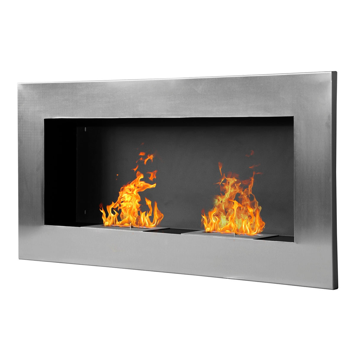 EasyComfort Muur Bio-ethanol Brandstofhaard van Roestvrij Staal met 2 Branders 0.9LT 110 x 54 x 14cm