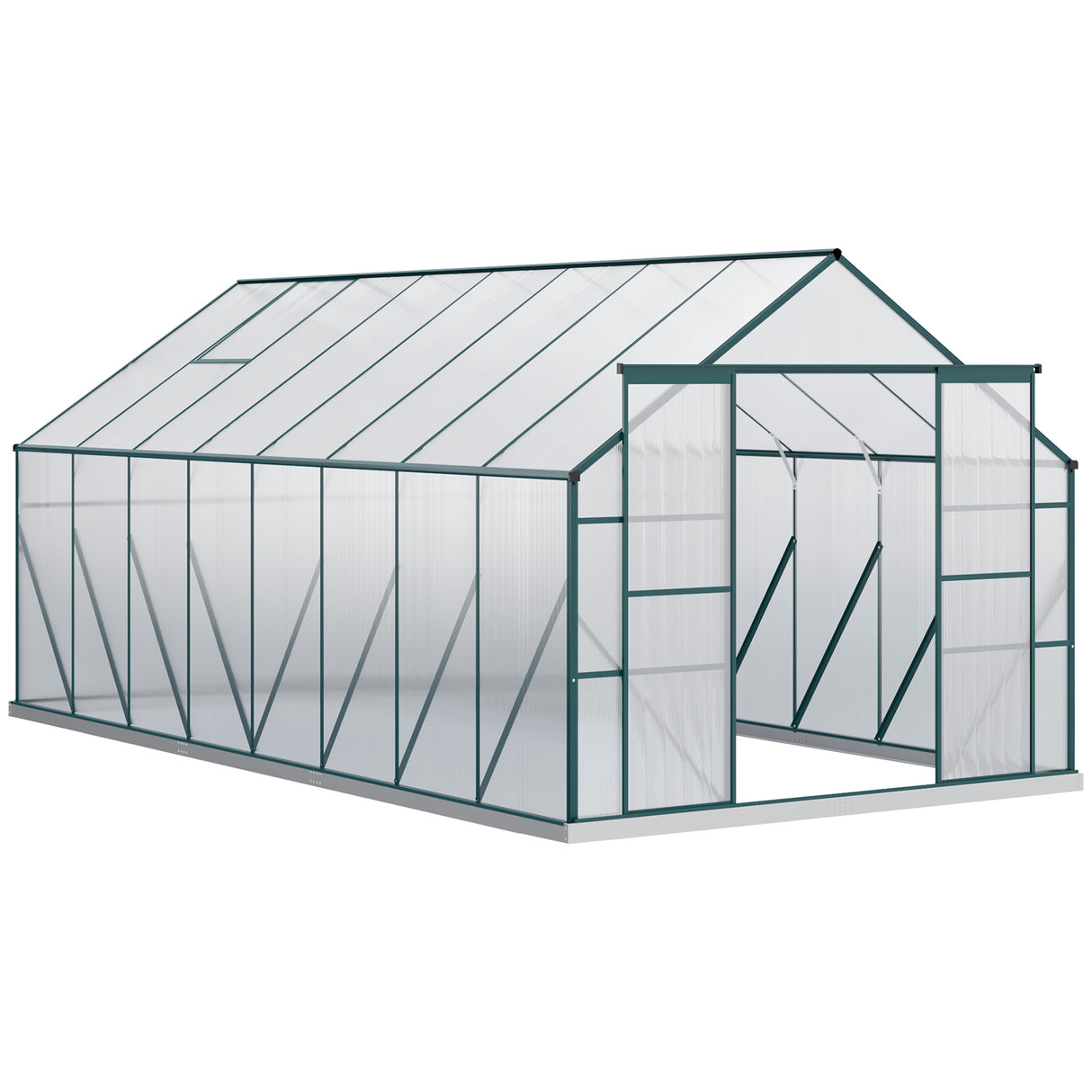Easycomfort Serra van Polycarbonaat, Metaal en Aluminium, Anti-UV en Winddicht, 244x500x216cm, Groen