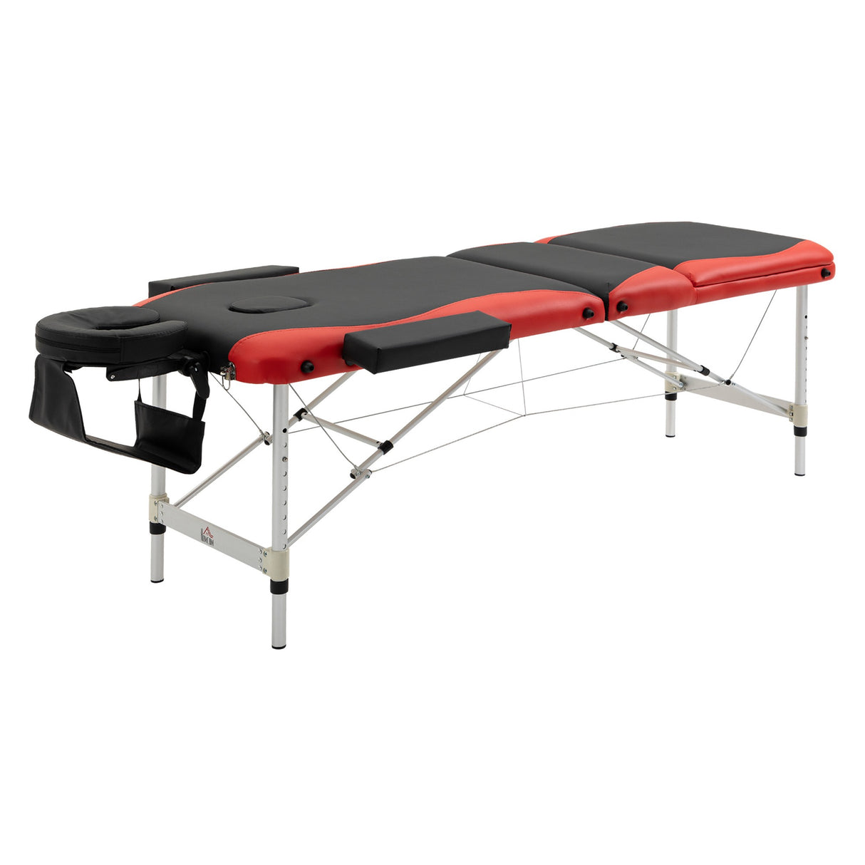 Easycomfort Draagbare, Opvouwbare en Professionele Massagebed in Aluminium voor Schoonheidsspecialisten, Therapeuten, SPA, Rood en Zwart, 215x60x61-84 cm