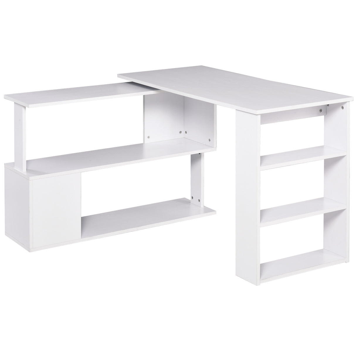 Easycomfort Hoekbureau met 5 planken, 120 x 100 x 74.5cm, Wit