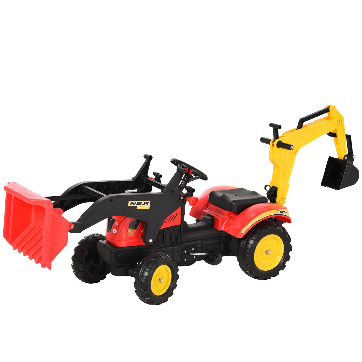easycomfort-bulldozer-speelgoed-graafmachine-met-pedalen-voor-kinderen-met-messen-en-stuurwiel-179x42x59cm-multicolor