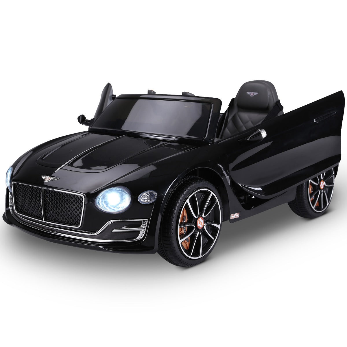 Easycomfort Elektrische Kinderauto Bentley met 2 Deuren, Handmatige Bediening en Afstandsbediening, Koplampen en Geluiden, 108x60x43cm, Zwart