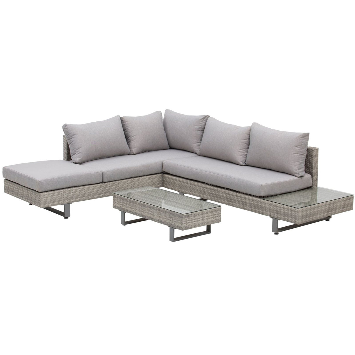 Easycomfort Tuinbank, Loungeset voor Buiten met Tuintafel, Tuinmeubelen van Grijs Rotan