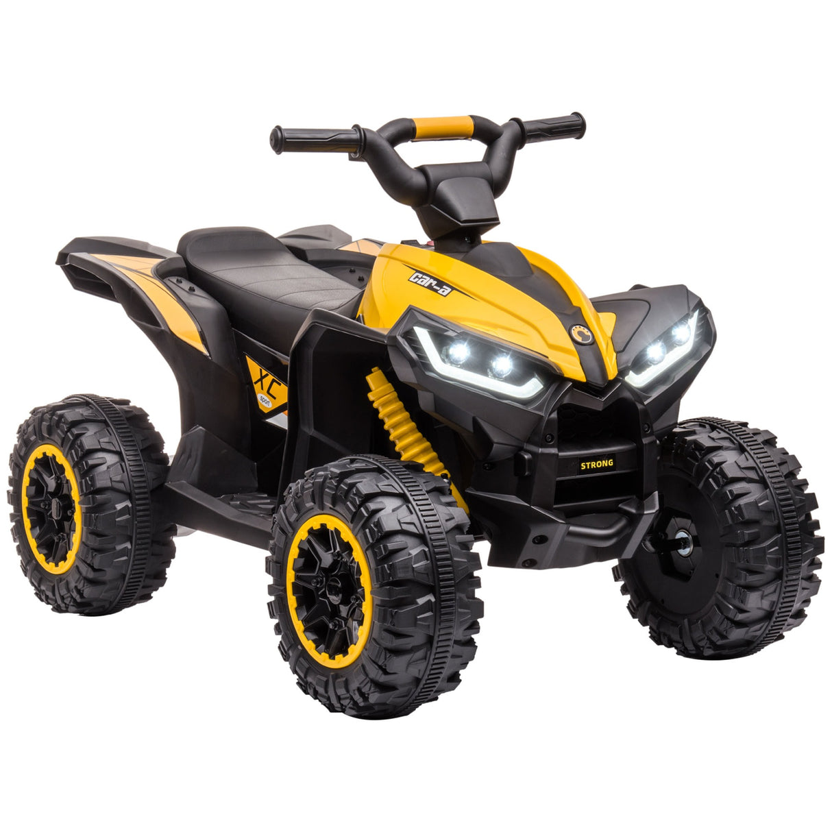 Easycomfort Elektrische Quad voor Kinderen 12V, 2 Snelheden, Brede Wielen met Vering en LED Koplampen, Leeftijd 3-5 Jaar, Geel